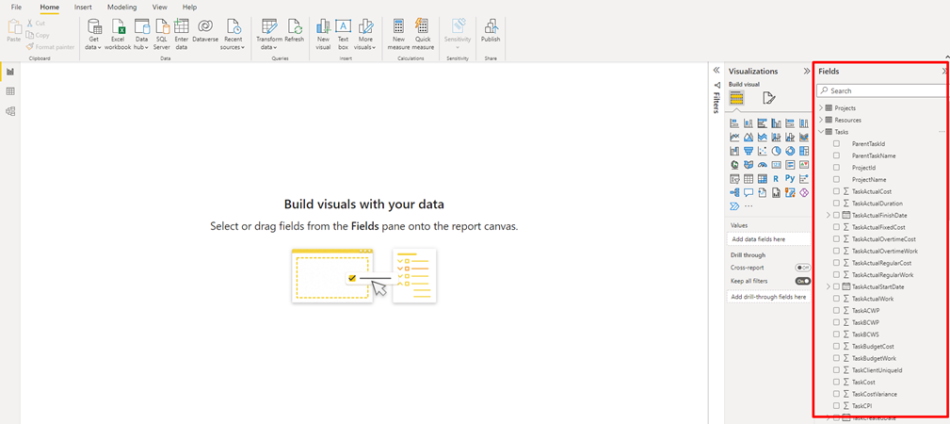 Setting up a MS Power BI connection to MS Project Server data step 3