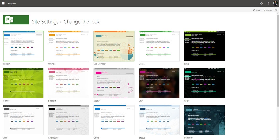 Changing the look of a PWA site in MS Project Server
