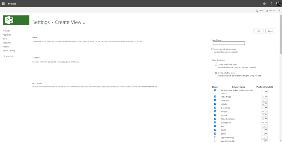 Creating applications views in MS SharePoint step 2