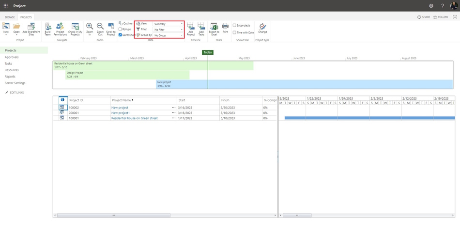 Steps to use a view in portfolio in MS Project Server