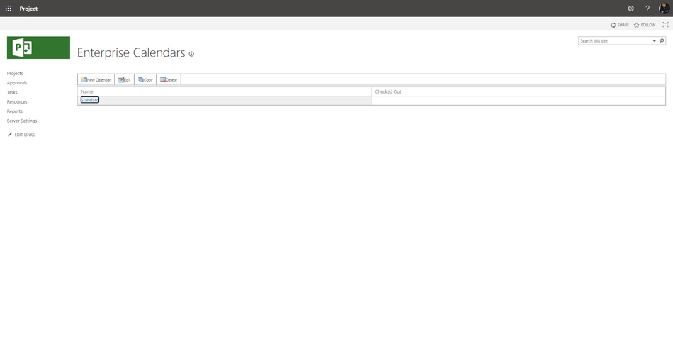 Steps to manage enterprise calendars in MS Project Server