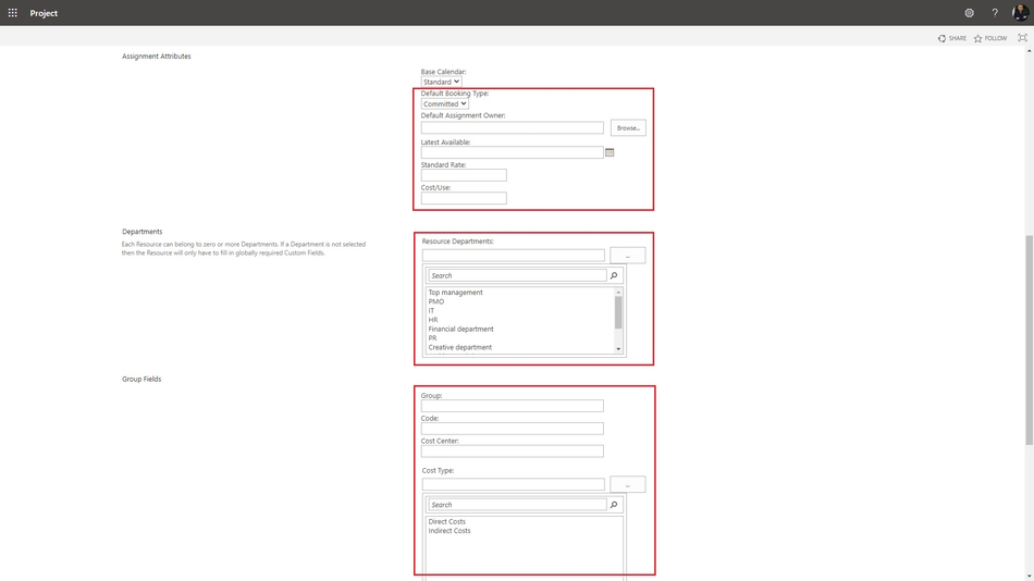 Creating enterprise material resources in MS Project Server page 2