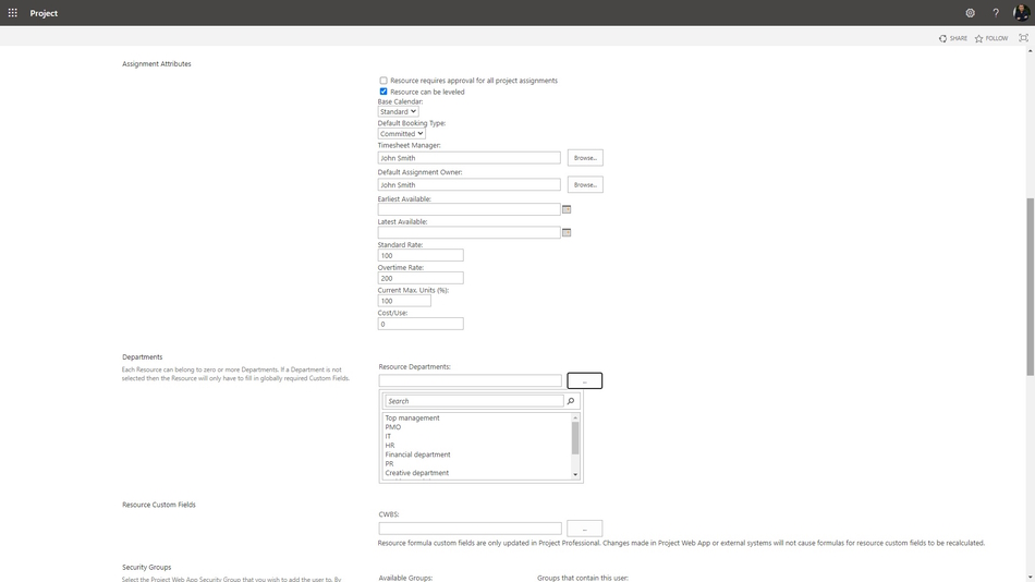 Creating enterprise specialists in MS Project Server page 2