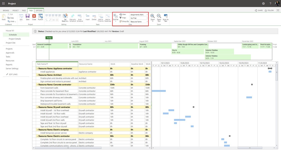 Show enterprise resources assigned in MS Project Server