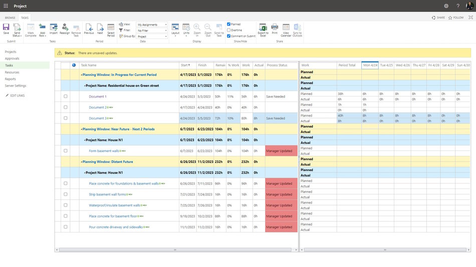 Setting a fact by a user in MS Project Server