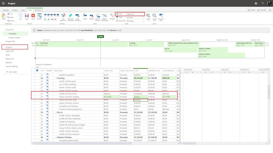Top-Down cost planning in MS Project Server 2 page