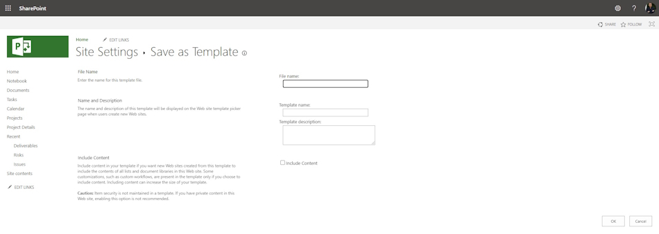 Creating a site template in MS Project Server 2 page
