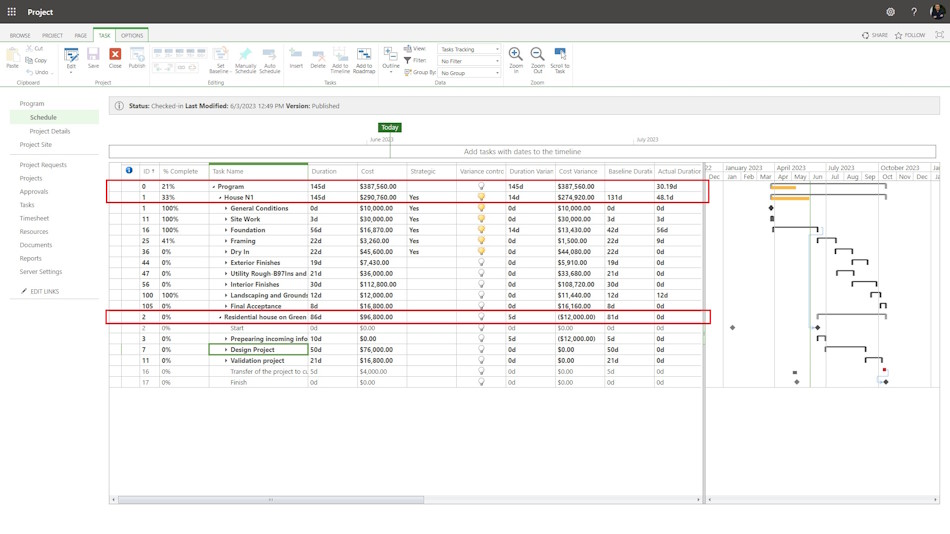 Opening program in MS Project Server