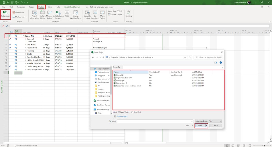 Creating a program in MS Project Desktop for MS Project Server