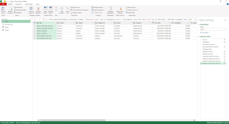 Setting up the "Portfolio Risk Register" document in MS Excel