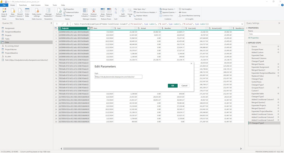 Customize dashboard “Control portfolio timing and scope” in MS Power BI