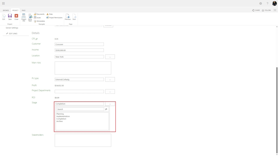 Closing project tasks in MS Project Server