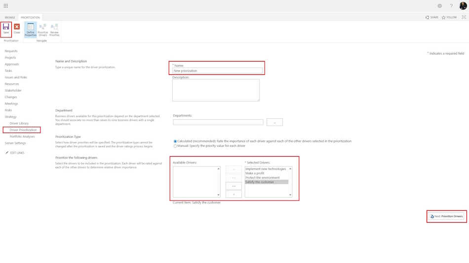 Creating Driver Priorities in MS Project Server