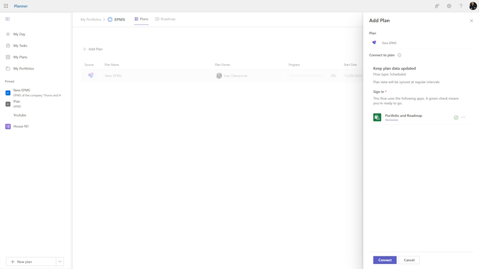 Adding projects to your portfolio in MS Planner