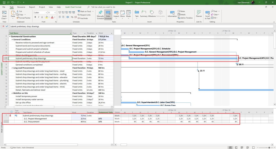 Using the fixed duration task type in MS Project Pro