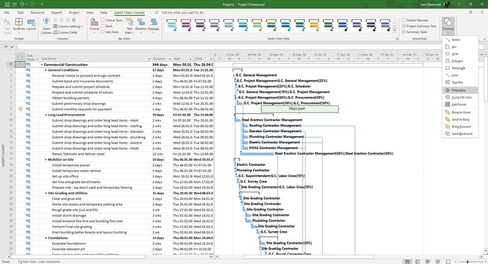 Adding the drawing to Gantt chart in MS Project Pro